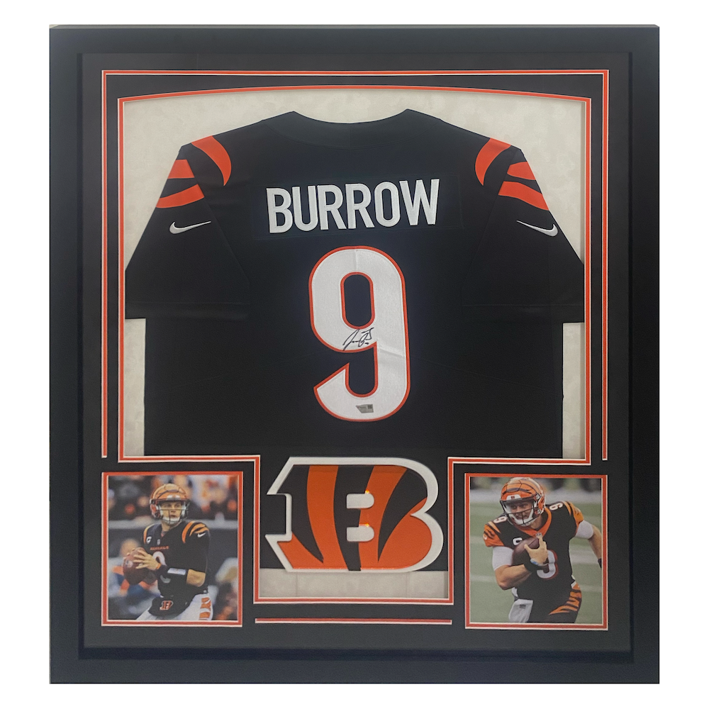 Joe Burrow Autographed Bengals 35" x 43" Framed Black Nike Limited Jersey Fanatics