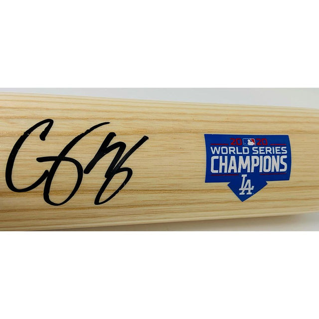 COREY SEAGER Autographed Los Angeles Dodgers 2020 MLB World Series Champions Logo Louisville Slugger Bat FANATICS