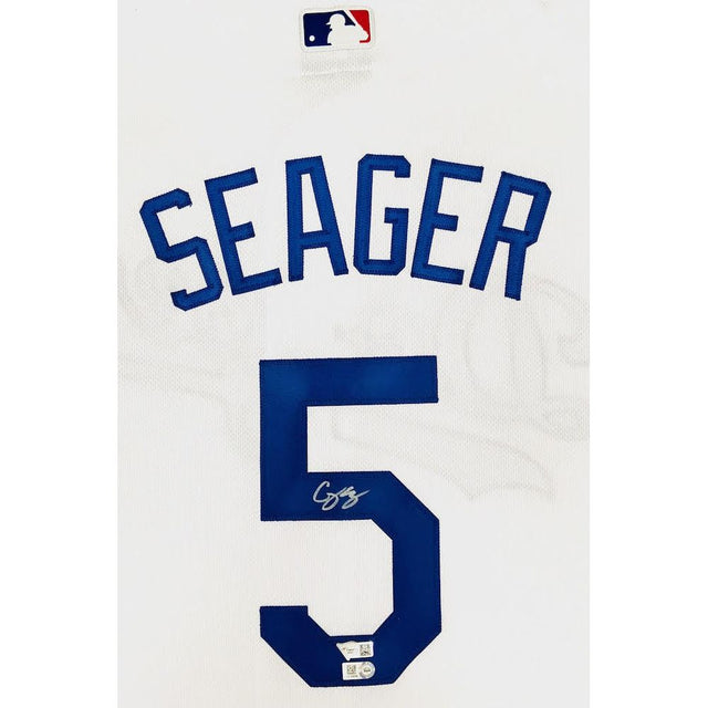 COREY SEAGER Autographed Los Angeles Dodgers Nike World Series Logo Patch White Authentic Jersey FANATICS