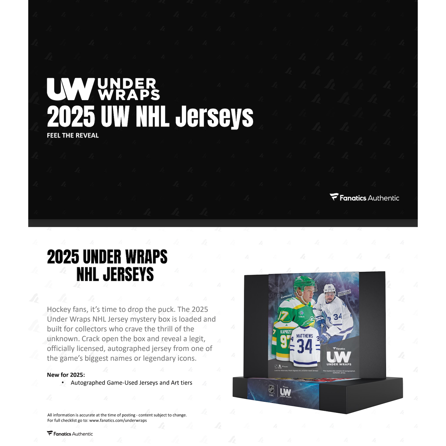 (McDavid, Ovechkin, Orr)  2025 NHL Under Wraps Signed Licensed Jerseys