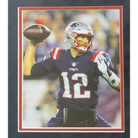 Tom Brady Autographed Patriots Nike Elite  35" x 42" Framed Color Rush Jersey Fanatics