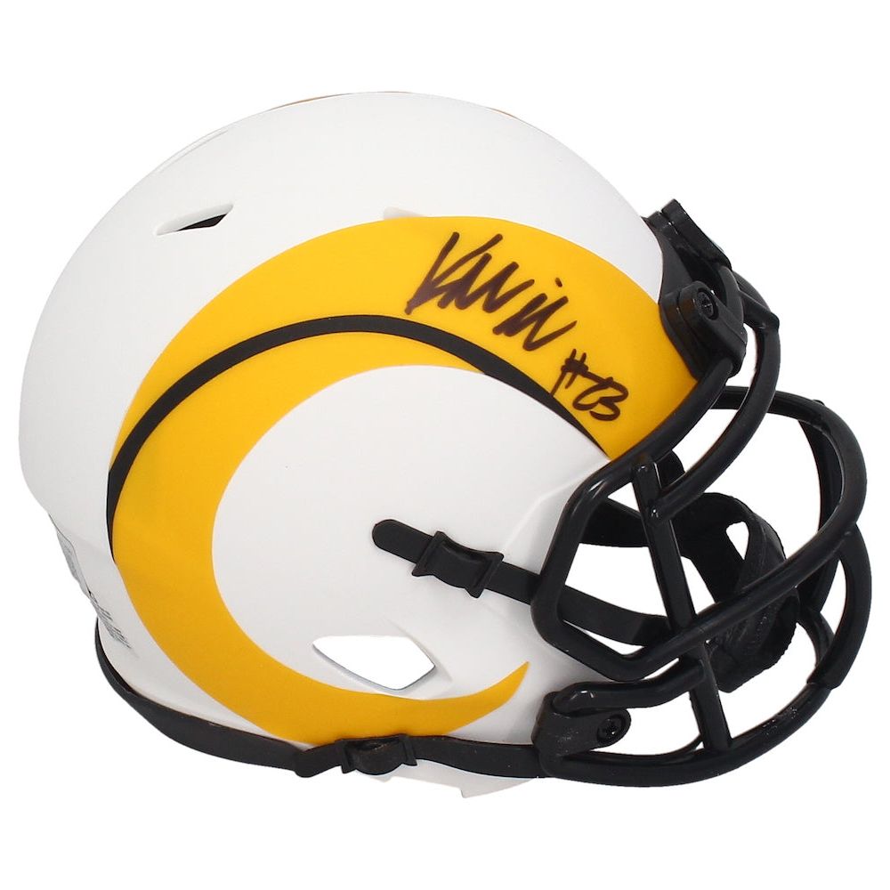 Kyren Williams Autographed Rams Lunar Eclipse Mini Speed Helmet Beckett