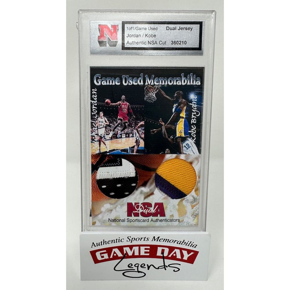 Kobe Bryant / Michael Jordan Los Angeles Lakers / Chicago Bulls Dual Game Used Jersey Patch Card NSA LE 1/1