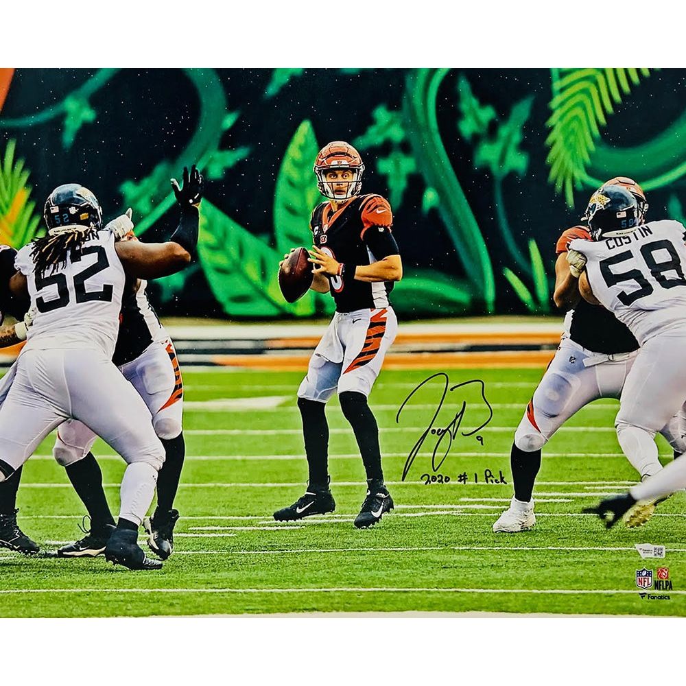 Joe Burrow Autographed / Inscribed "2020 #1 Pick" Cincinnati Bengals In Pocket 16" x 20" Photograph Fanatics