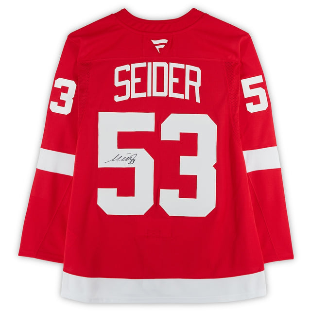 Moritz Seider Autographed Detroit Red Wings Red Fanatics Breakaway Jersey Fanatics