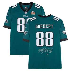 Dallas Goedert Autographed Philadelphia Eagles Nike Midnight Green Game Jersey with Super Bowl LIX Patch Fanatics