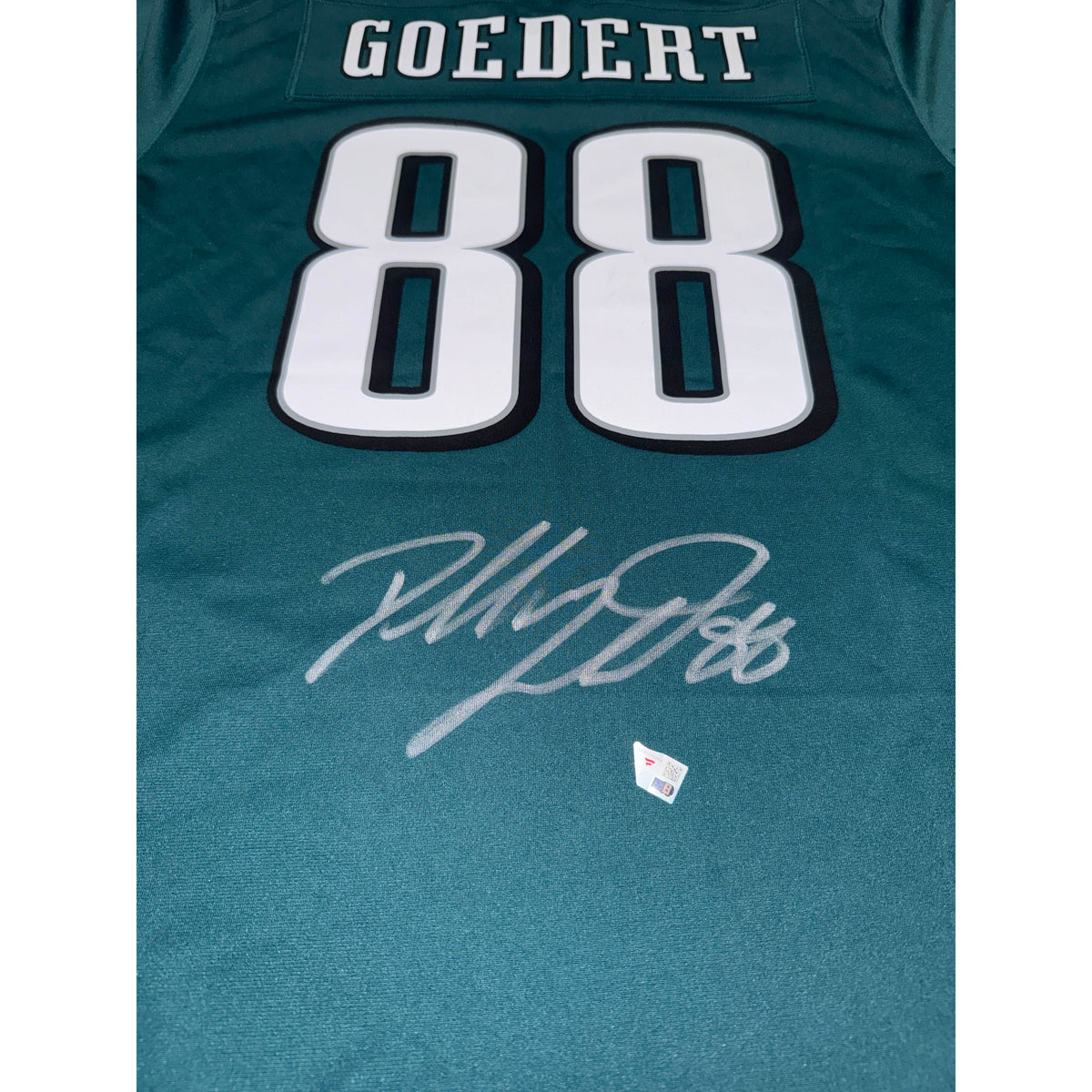Dallas Goedert Autographed Philadelphia Eagles Nike Midnight Green Game Jersey with Super Bowl LIX Patch Fanatics