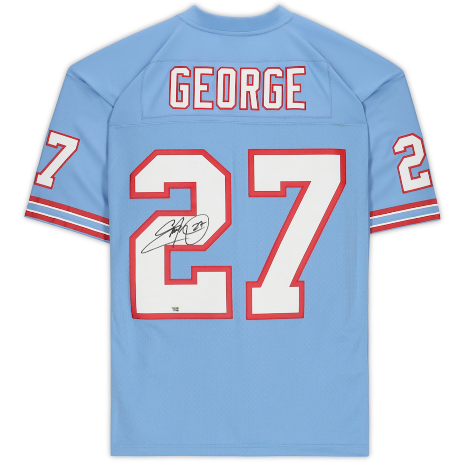 Eddie George Autographed Houston Oilers Light Blue Mitchell & Ness Replica Jersey Fanatics