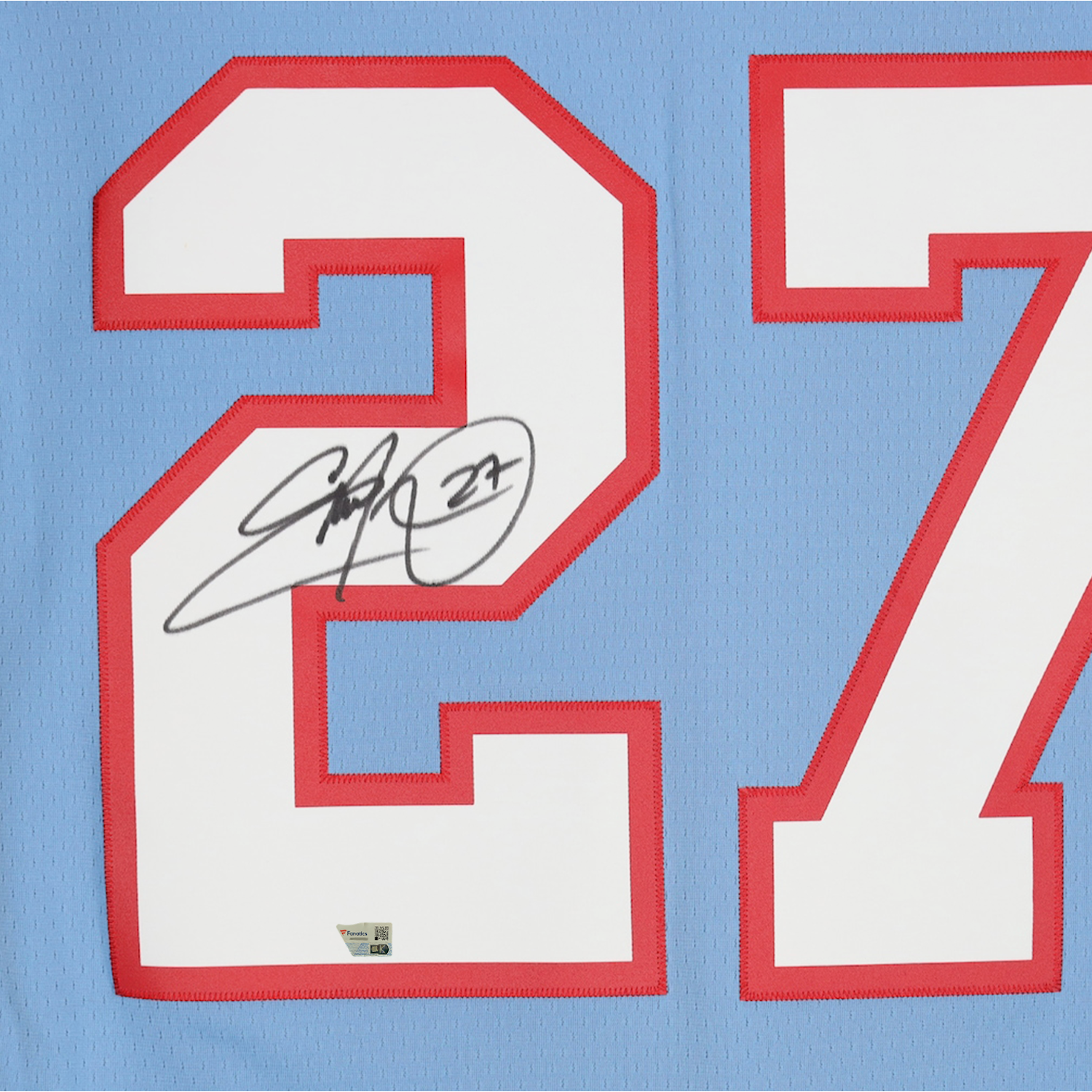 Eddie George Autographed Houston Oilers Light Blue Mitchell & Ness Replica Jersey Fanatics