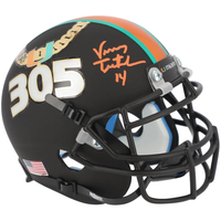 VINNY TESTAVERDE Autographed Miami Hurricanes Turnover Chain Mini Helmet FANATICS