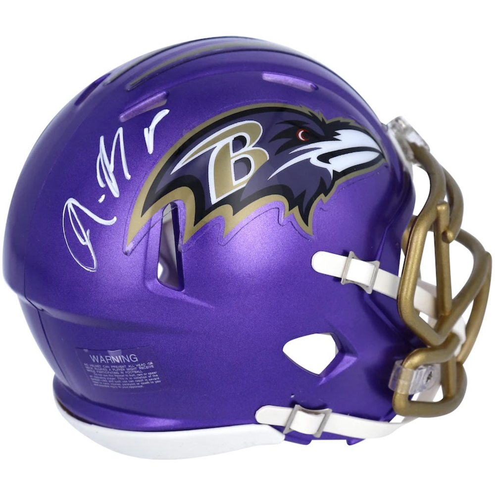 RASHOD BATEMAN Autographed Baltimore Ravens Flash Mini Helmet FANATICS