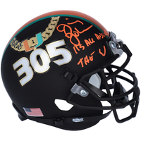 JIMMY JOHNSON Autographed Miami Hurricanes Turnover Chain Schutt Mini Helmet FANATICS
