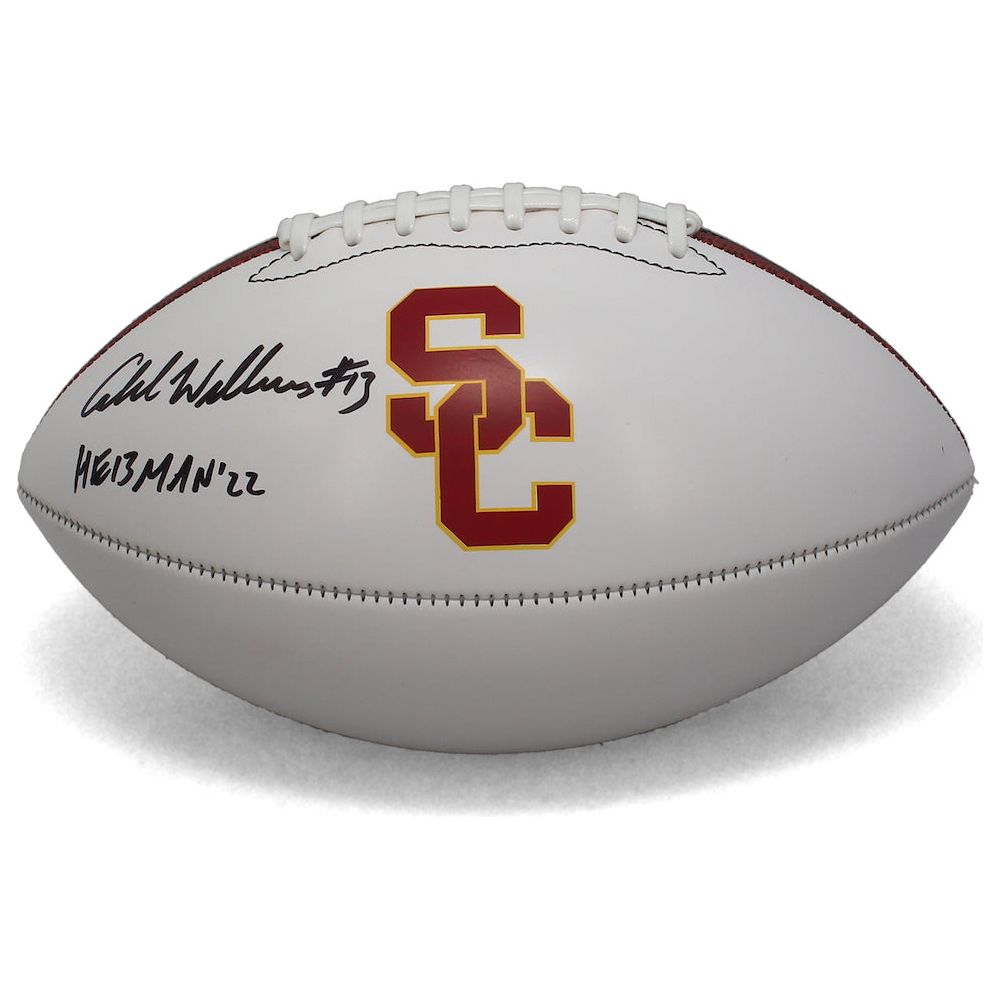 CALEB WILLIAMS Autographed "HEI3MAN '22" USC Trojans Baden Football FANATICS
