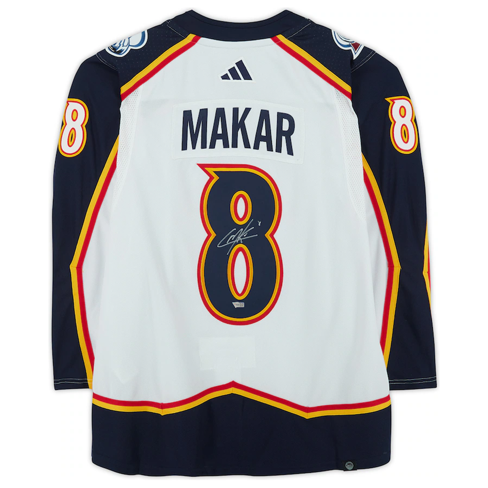 CALE MAKAR Autographed Colorado Avalanche Authentic 2023 Reverse Retro Jersey FANATICS
