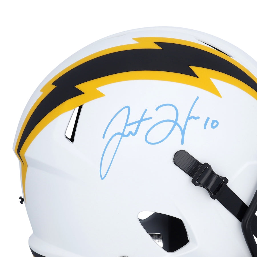 JUSTIN HERBERT Autographed Chargers Lunar Eclipse Full Size Helmet FANATICS