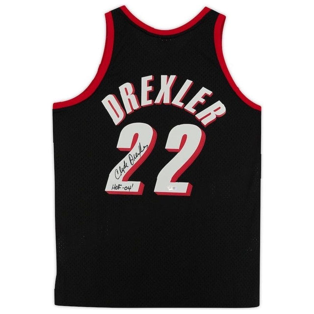 CLYDE DREXLER Autographed "HOF '04" Portland Trail Blazers Black Jersey FANATICS
