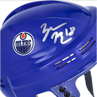 ZACH HYMAN Autographed Edmonton Oilers Mini Sportstar Blue Helmet FANATICS