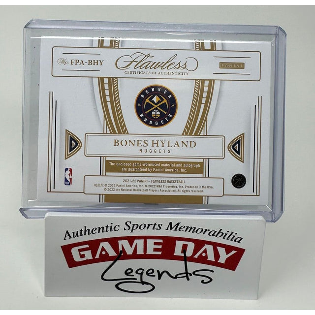 Bones Hyland Nuggets 2021-22 Flawless Auto Patch Trading Card LE 1/10