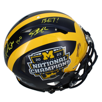 J.J. McCarthy, Blake Corum and Roman Wilson Autographed Michigan Wolverines Champs Helmet Beckett
