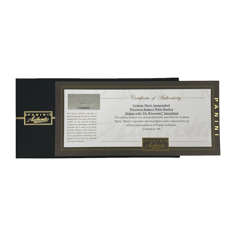 GRAHAM MERTZ Autographed "On Wisconsin" Badgers Full Size Helmet PANINI LE 105