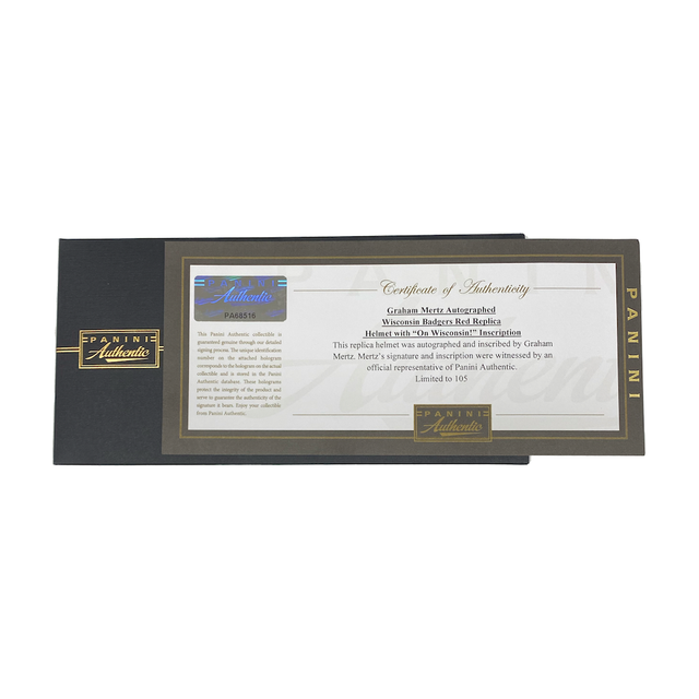 GRAHAM MERTZ Autographed "On Wisconsin" Full Size Badgers Helmet PANINI LE 105