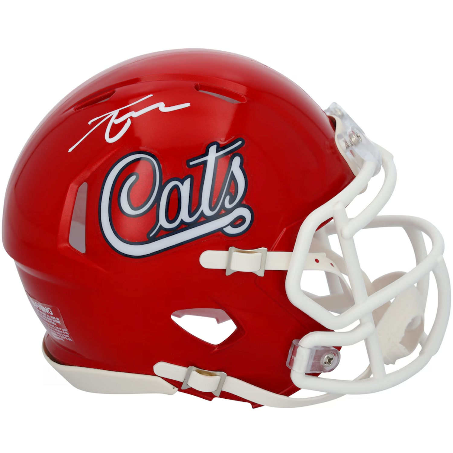 Tetairoa McMillan Autographed Wildcats Red Script Speed Mini Helmet Fanatics