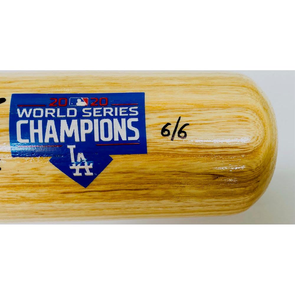 COREY SEAGER Autographed WS Statistic 2020 WS Logo Louisville Slugger Bat FANATICS LE 6/6