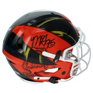 Myles Garrett Autographed Los Angeles Rams/Cleveland Browns Black/Orange Custom Painted RIPPED Speedflex Authentic Helmet Beckett