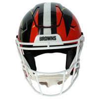 Myles Garrett Autographed Los Angeles Rams/Cleveland Browns Black/Orange Custom Painted RIPPED Speedflex Authentic Helmet Beckett