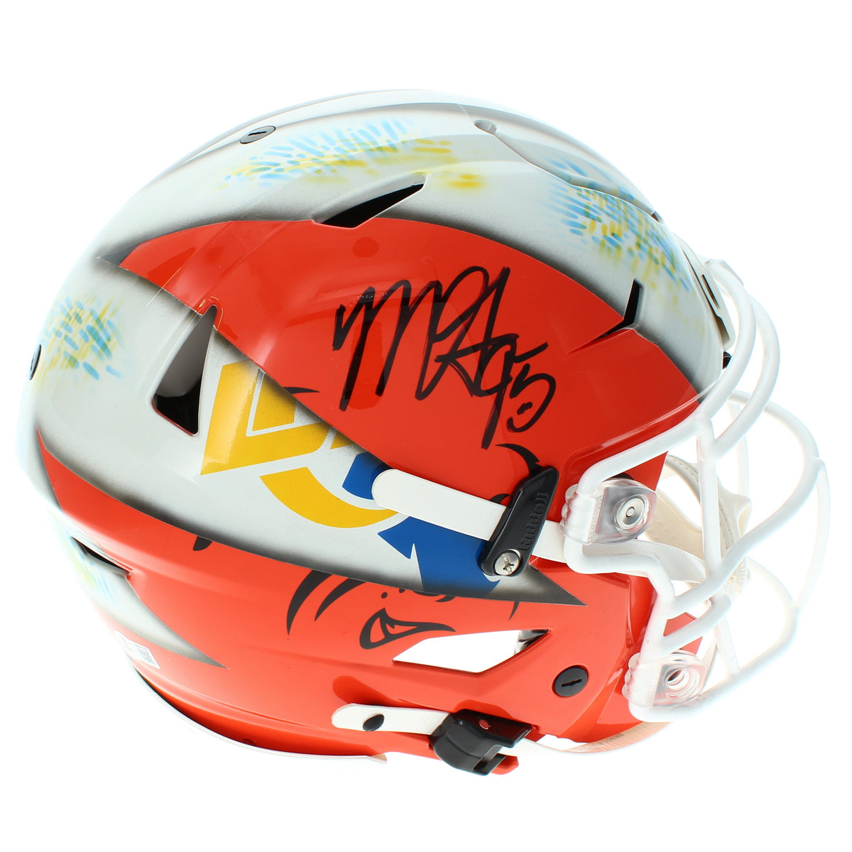 Myles Garrett Autographed Los Angeles Rams/Cleveland Browns White/Orange Custom Painted Authentic Helmet Beckett