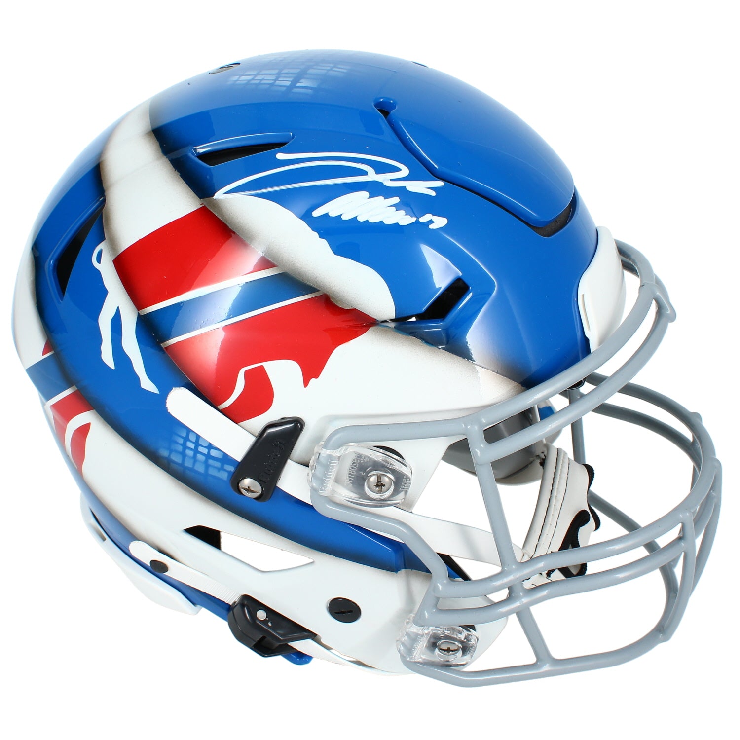 Josh Allen Autographed Buffalo Bills Blue Custom Red/White/Light Blue "Ripped" #17 Speedflex Authentic Helmet Beckett