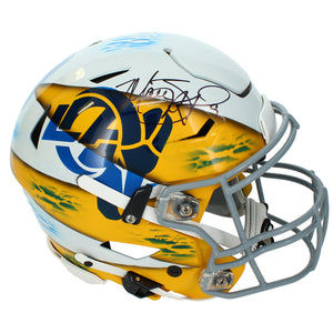 Matthew Stafford Autographed Los Angeles Rams White/Yellow Custom Painted RIPPED Speedflex Authentic Helmet Beckett