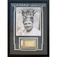 BABE RUTH Yankees 16" x 20" Photograph Framed Authentic Cut Signature PSA/DNA