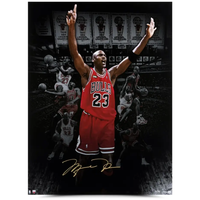 MICHAEL JORDAN Autographed Bulls "6 Banners" 30" x 40" Photograph UDA LE 98