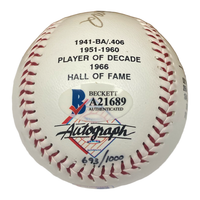 TED WILLIAMS Autographed Boston Red Sox Stat Mural Baseball BECKETT LE 1000