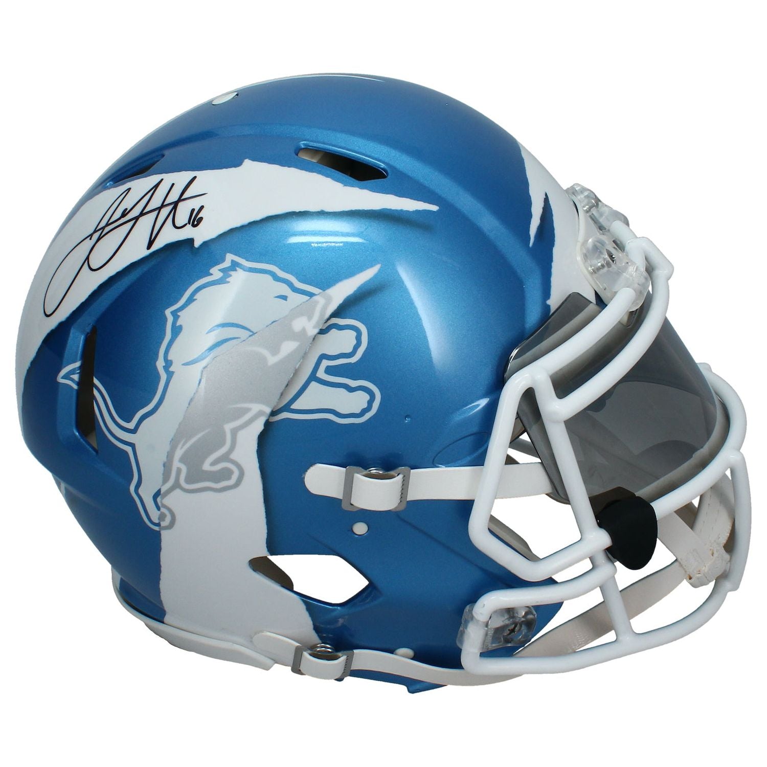 Jared Goff Autographed Lions Custom ECC Painted Ripped Authentic Helmet Fanatics