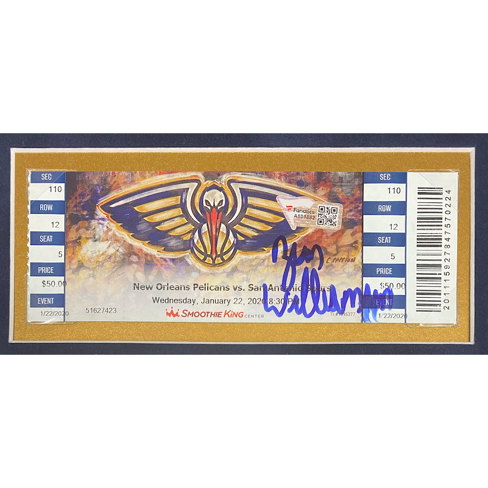 ZION WILLIAMSON Autographed Pelicans "Debut" Official Ticket Collage FANATICS
