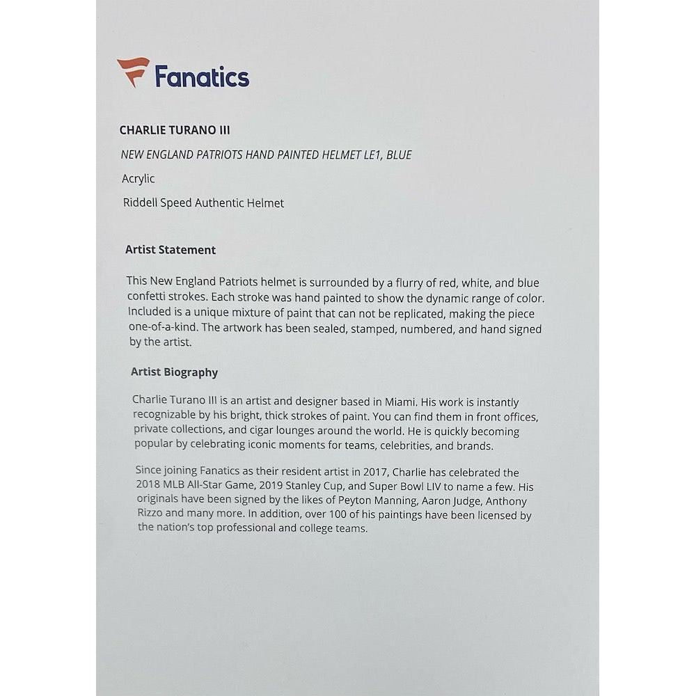 TOM BRADY Autographed Patriots Hand Painted Authentic Helmet FANATICS LE 1/1