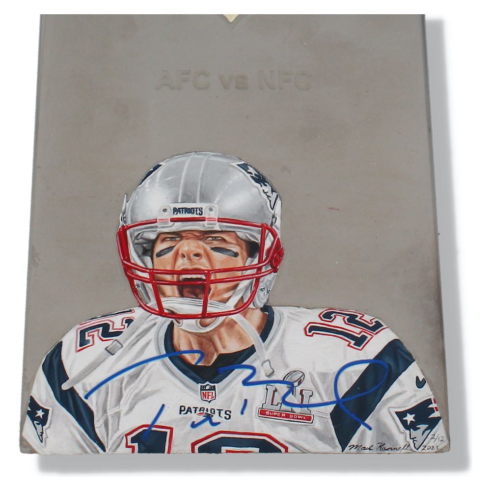 Tom Brady Autographed Patriots Painted Lombardi Trophy Beckett LE 2/12