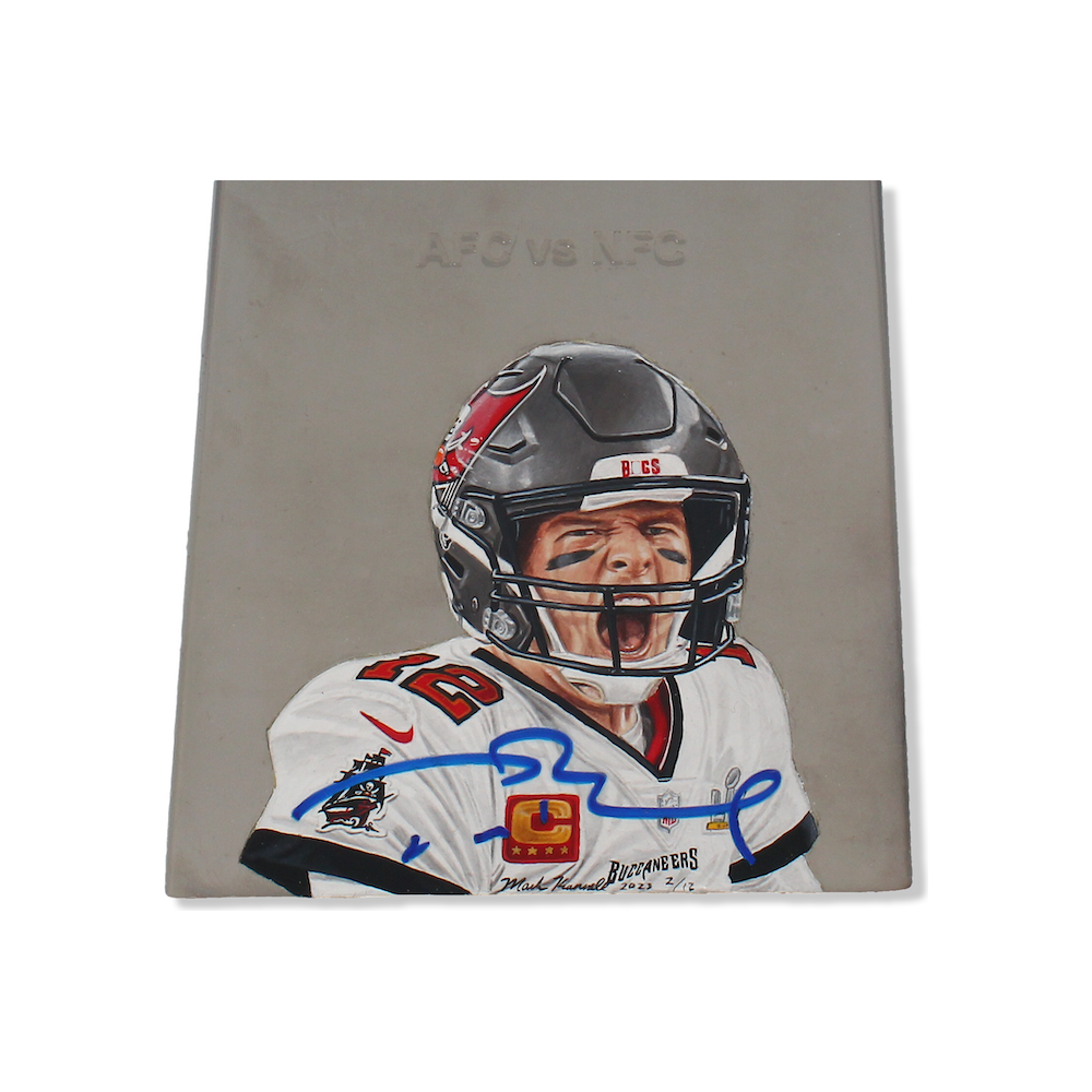 Tom Brady Autographed Buccaneers Painted Lombardi Trophy Beckett LE 12