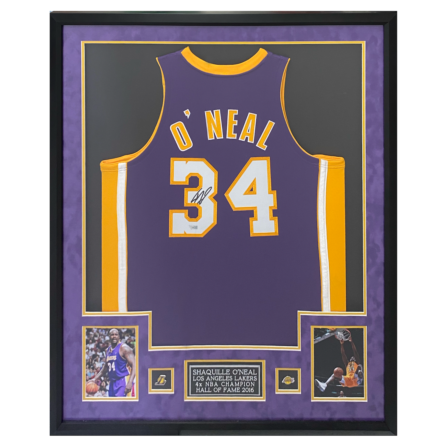 Shaquille O'Neal Autographed Los Angeles Lakers Framed Purple Jersey Fanatics