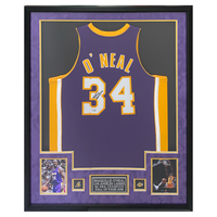 Shaquille O'Neal Autographed Los Angeles Lakers Framed Purple Jersey Fanatics