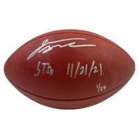 JONATHAN TAYLOR Autographed 5 TD's Duke Metallic Colts Football FANATICS LE 1/28