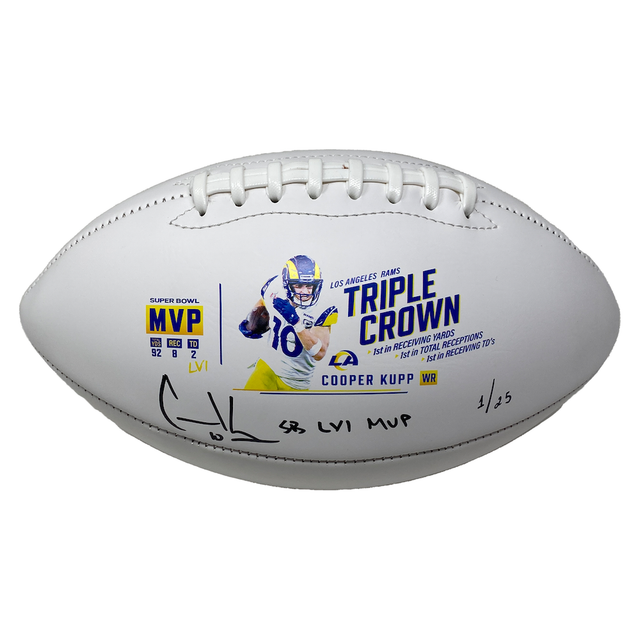 COOPER KUPP Autographed SB LVI MVP Rams Triple Crown Football FANATICS LE 1/25