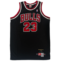 Michael Jordan Autographed Chicago Bulls Retirement Ed. Black Nike Jersey UDA