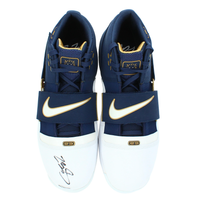 Lebron James Autographed Navy Blue / White Nike LeBron Soldier Nine UDA