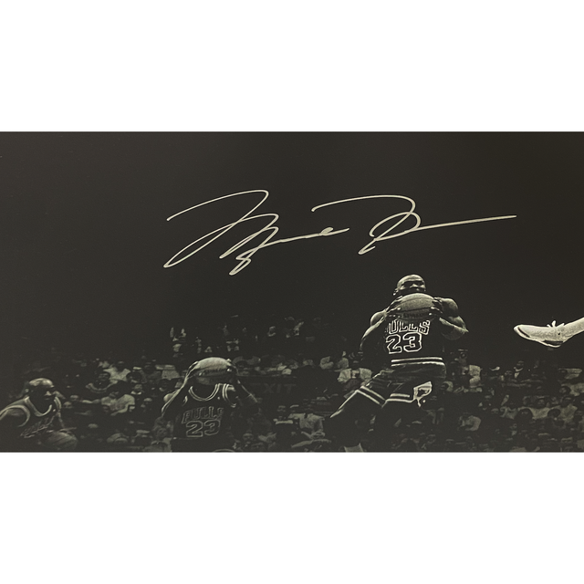 Michael Jordan Autographed "Kiss Rim 180" 36" x 18" Framed Photo UDA LE 1/123