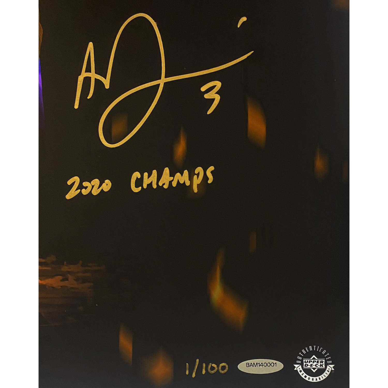 Anthony Davis Autographed Lakers "2020 Champs" 20" x 24" Photograph UDA LE 1/100
