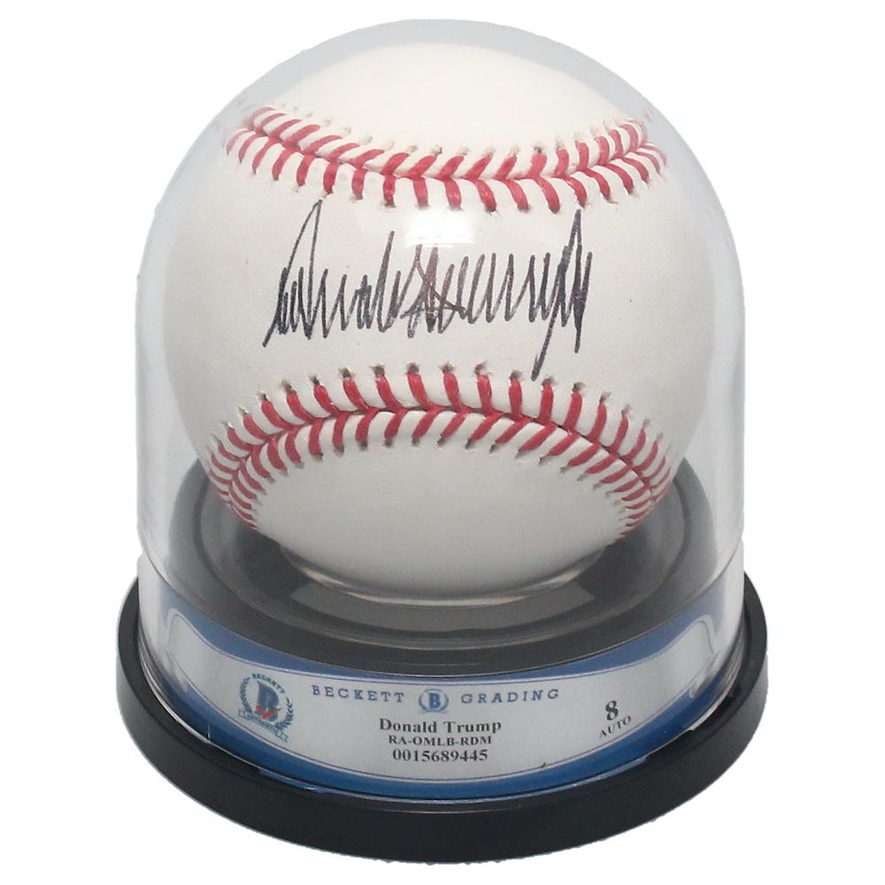 Donald Trump Autographed Official MLB Baseball Beckett Encapsulated Auto 8