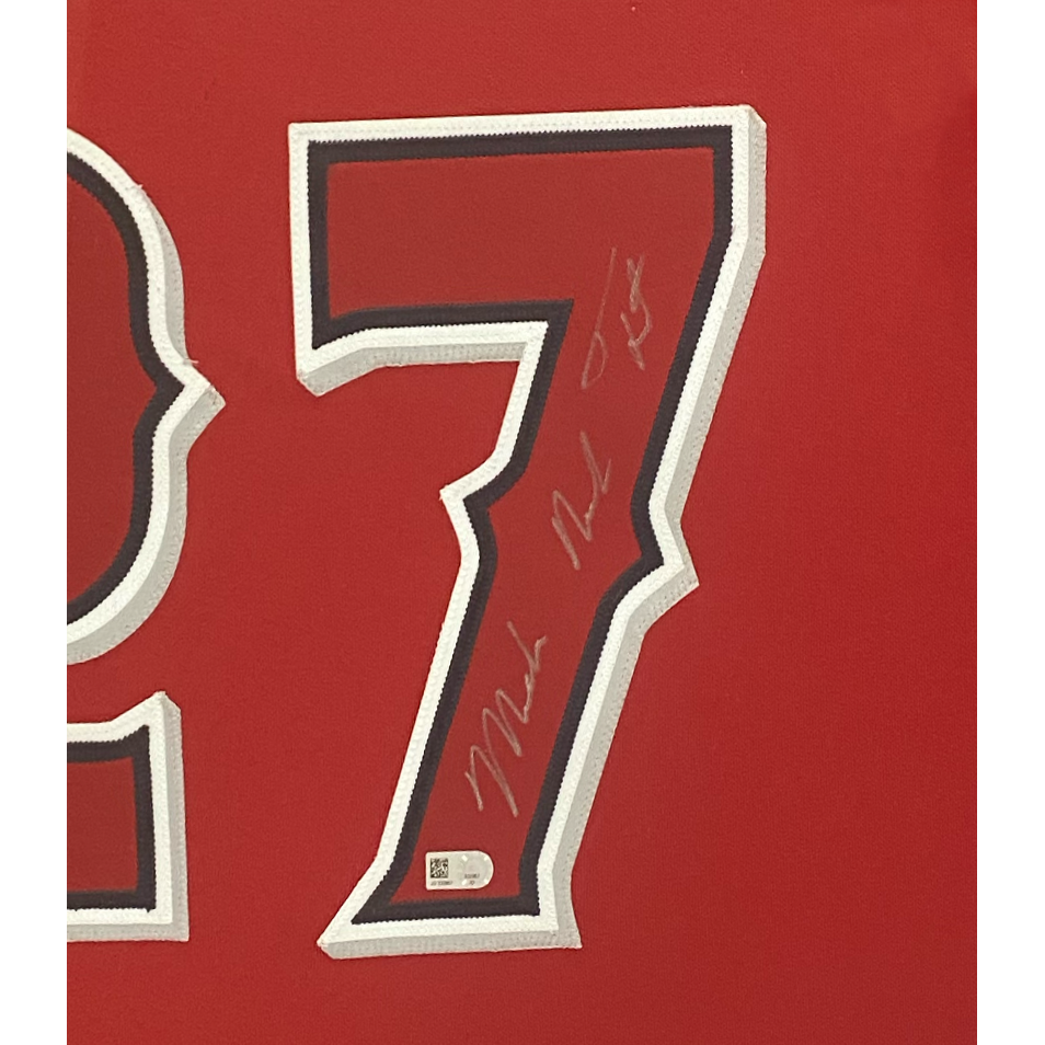 MIchael Nelson Trout Autographed Los Angeles Angels Authentic Framed Red Jersey MLB